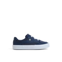 Main view of Navy Textile Mixed Material Boardwalk Junior Washable Sneaker Sneaker for women. 