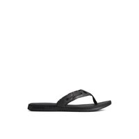 Main view of Black Seafish Leather Flip Flop Flip Flop Thong Sandals for women. 