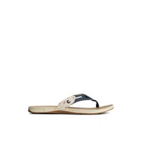 Main view of White Seafish Nautical Flip Flop Flip Flop Thong Sandals for women. 