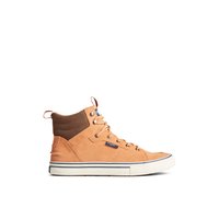 Main view of Medium Beige Striper Storm Hiker Waterproof Sneaker Boot High Top Sneakers for men. 