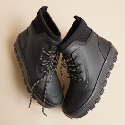 Torrent Rubber Lace Up Boot - Lug Sole - Chelsea Rain Boot