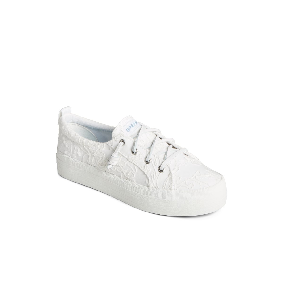 Crest Vibe Platform Lace Platform Sneaker White Textile Textured Women s SeaCycled Sperry US