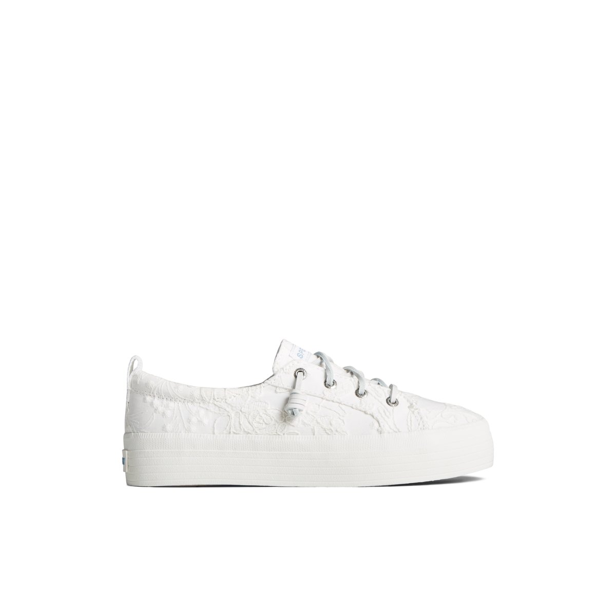 Crest Vibe Platform Lace Platform Sneaker White Textile Textured 