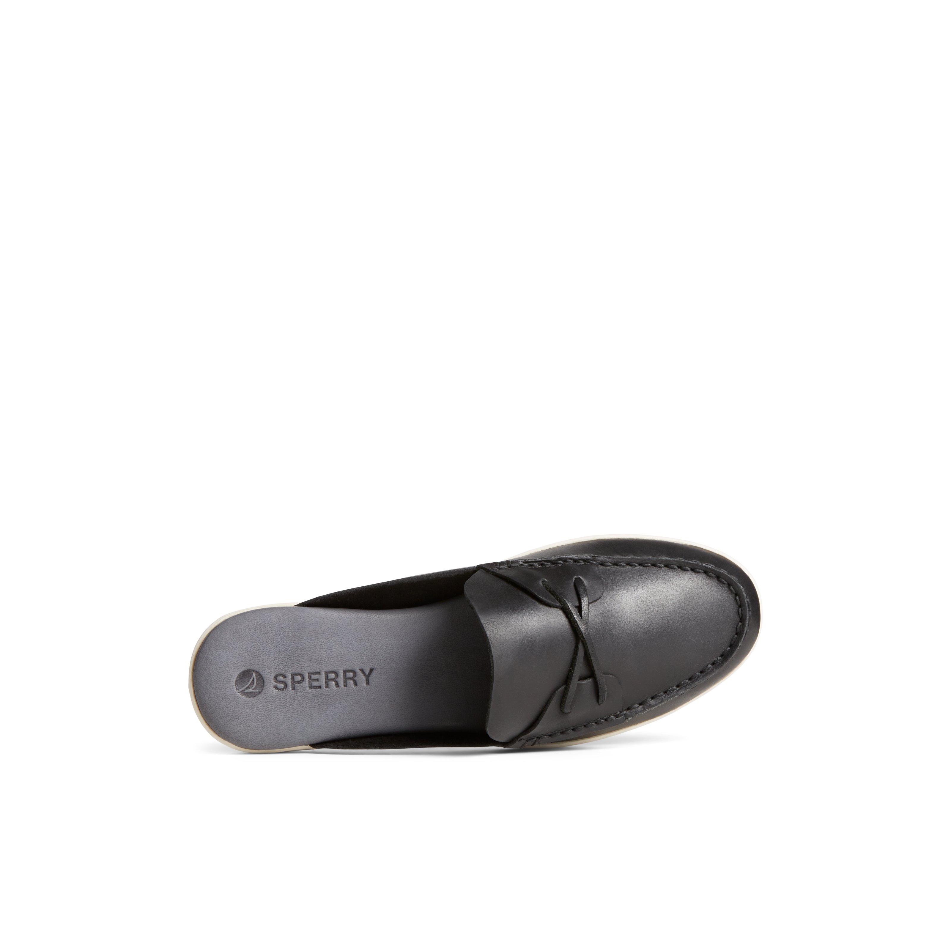 Zapatos Sperry Mulefish - Planos De Cuero Tipo Boat Shoe Para Mujer, Negros Y Super Cómodos