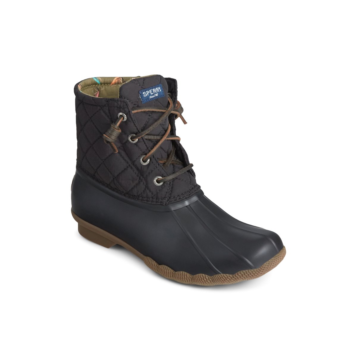 Saltwater Quilted Duck Boot Black Women s Duck Rain Boots Sperry US