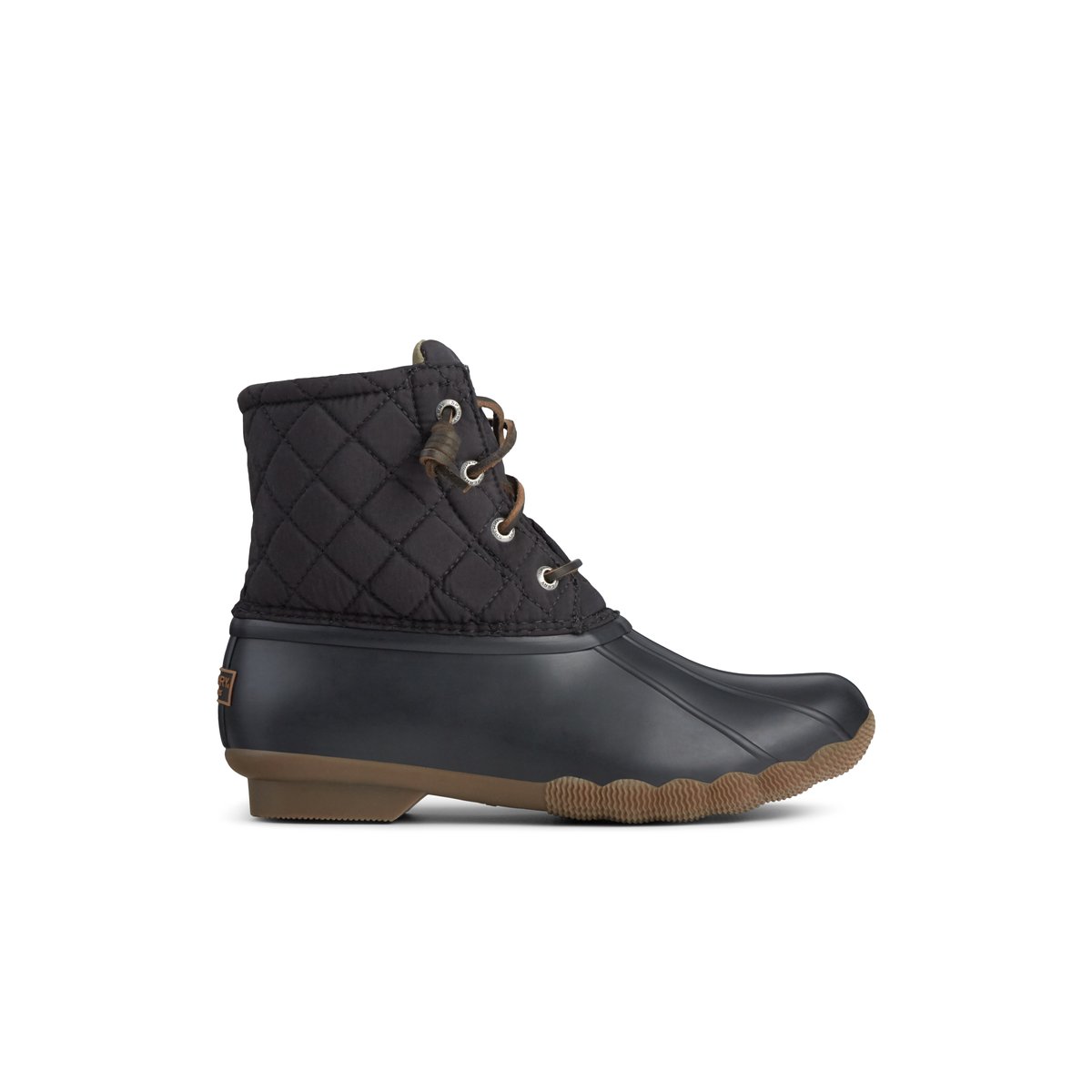 Saltwater Quilted Duck Boot Black Women s Duck Rain Boots Sperry US