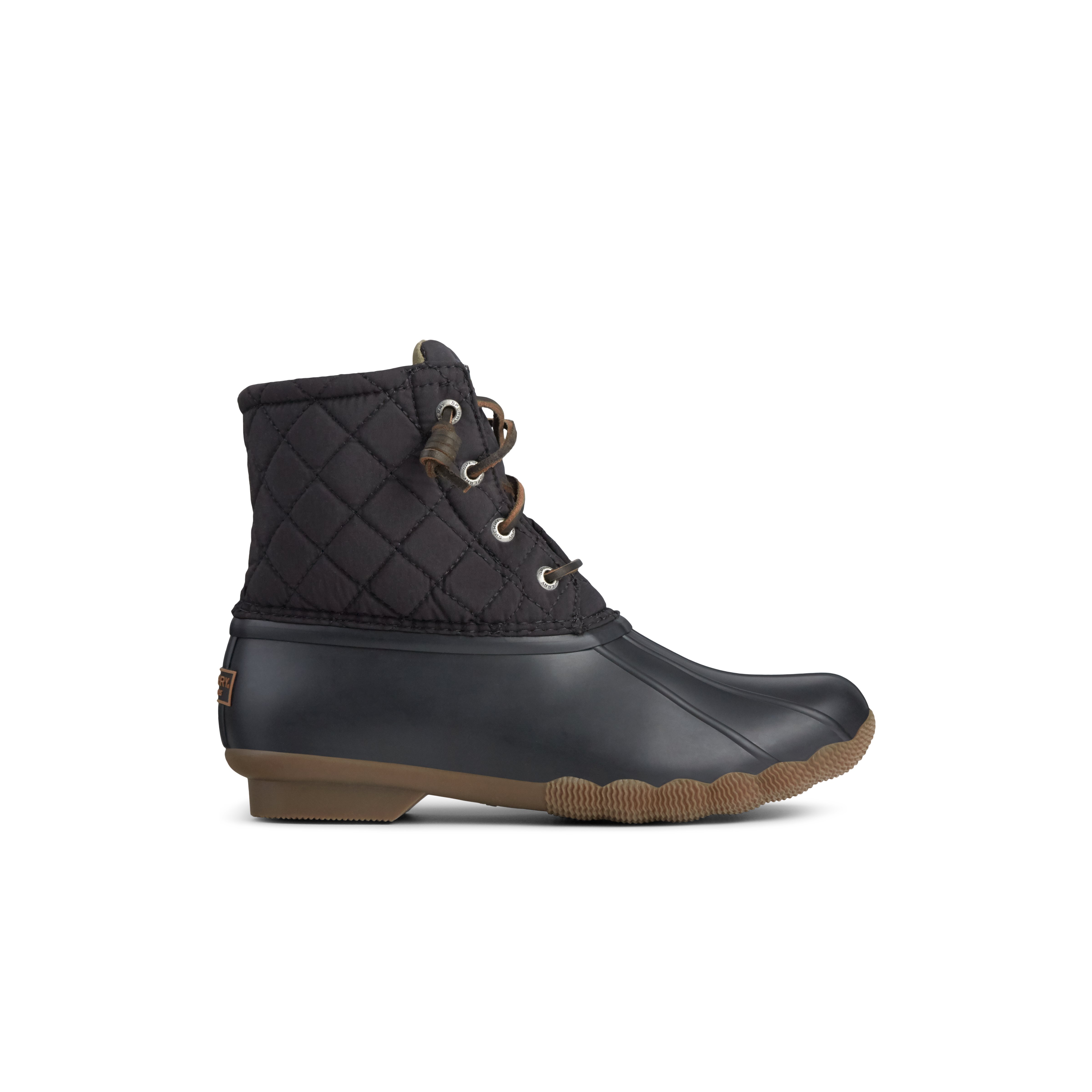 Black and white sperry duck boots hot sale