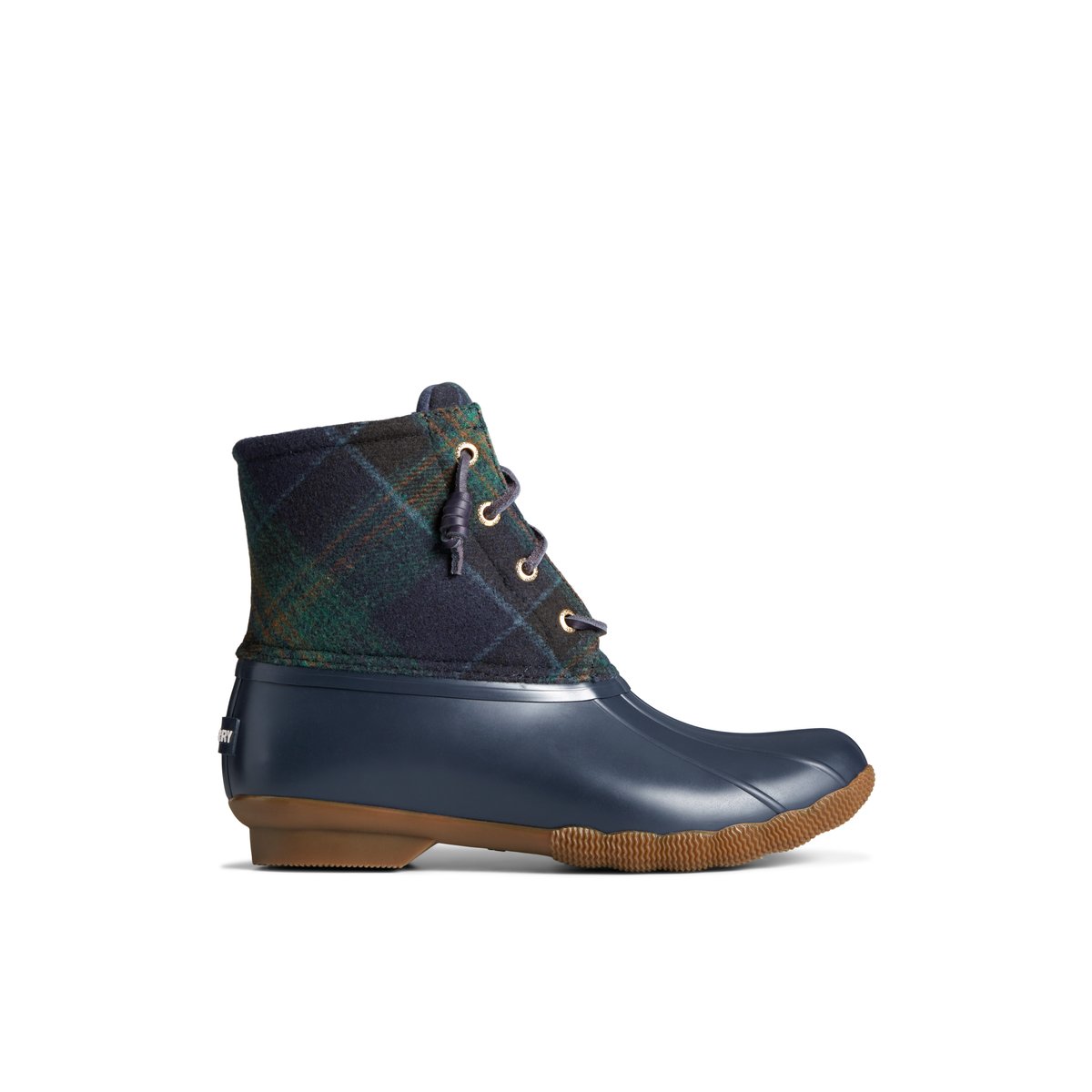 Saltwater Plaid Duck Boot Blue Women s Duck Rain Boots Sperry US