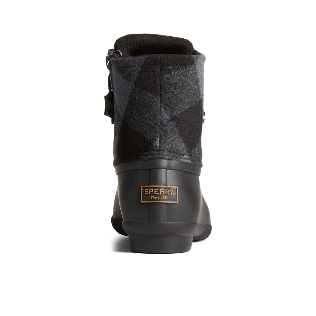 Saltwater Buffalo Check Duck Boot Black Women s Duck Rain Boots Sperry US