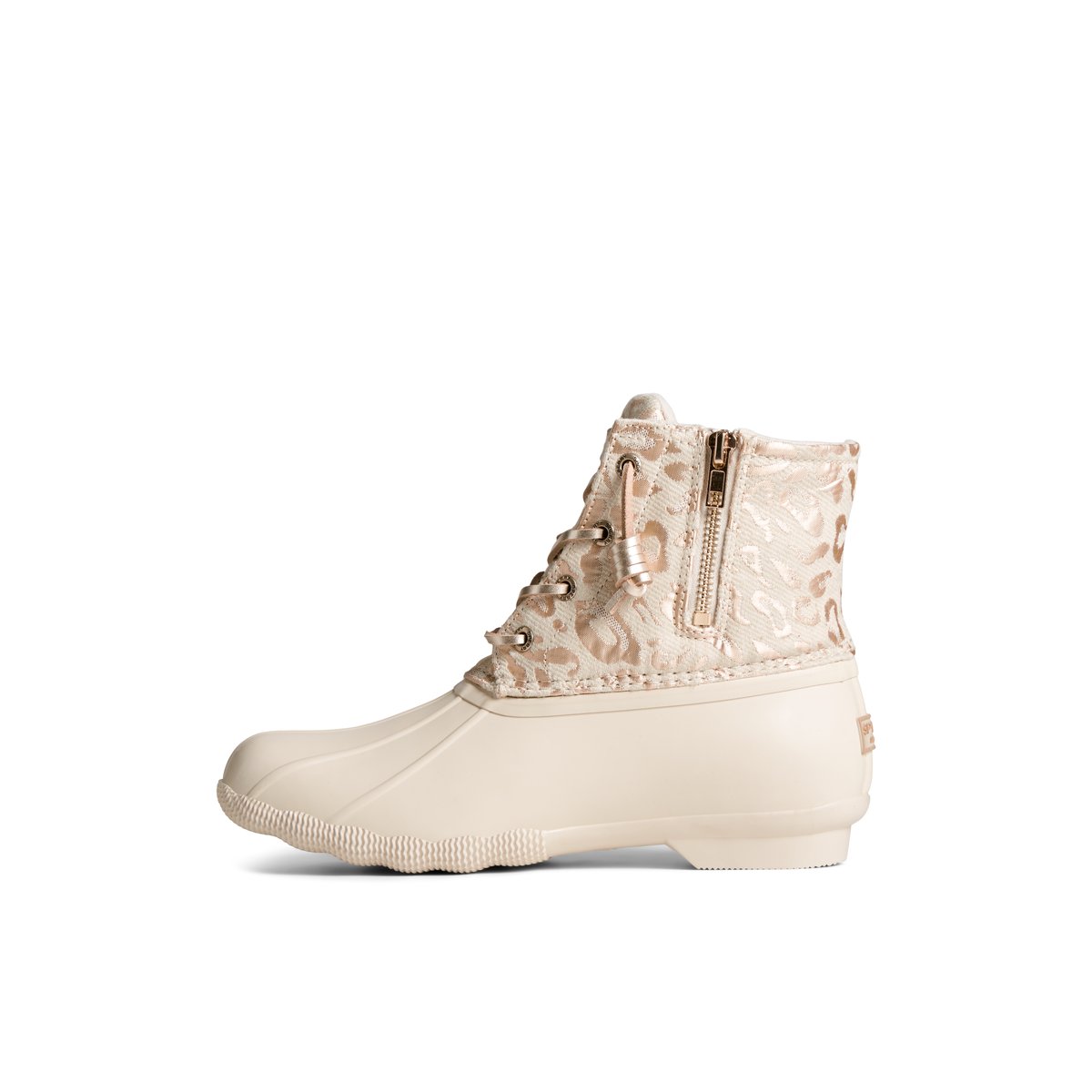 Saltwater Metallic Jacquard Duck Boot Silver Textile Mixed Material Women s Duck Rain Boots Sperry Canada