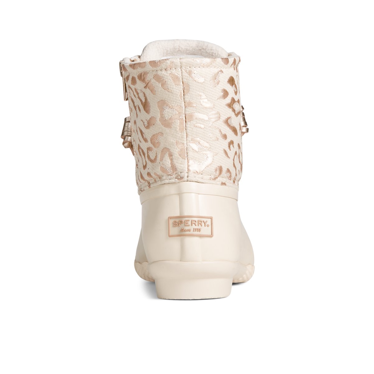 Saltwater Metallic Jacquard Duck Boot Silver Textile Mixed Material Women s Duck Rain Boots Sperry US