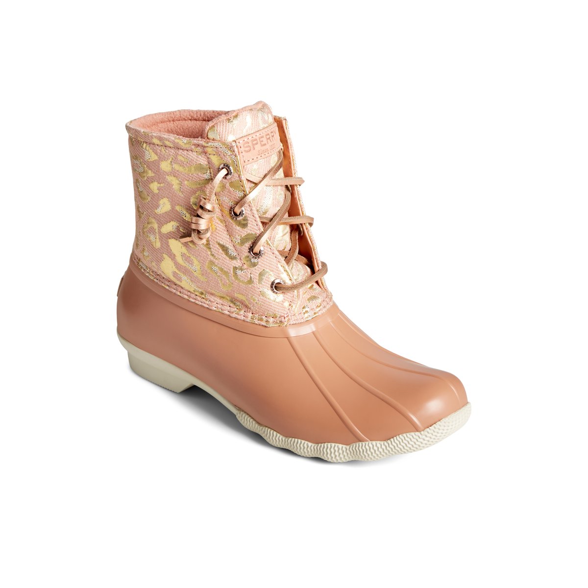 Saltwater Metallic Jacquard Duck Boot Medium Pink Women s Duck Rain Boots Sperry Canada
