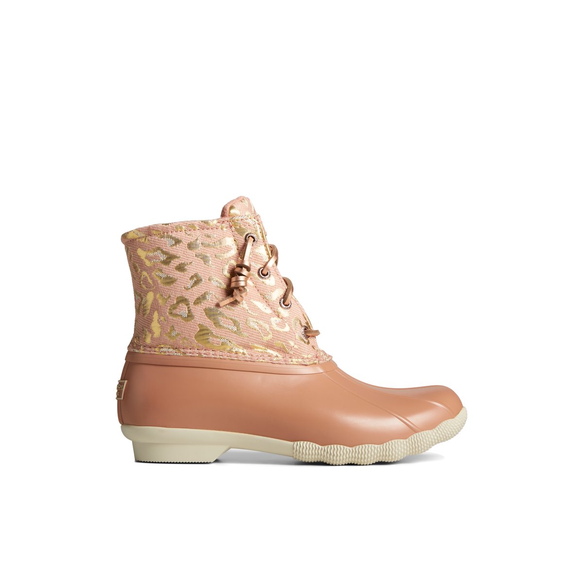 Saltwater Metallic Jacquard Duck Boot Medium Pink Women s Duck Rain Boots Sperry US