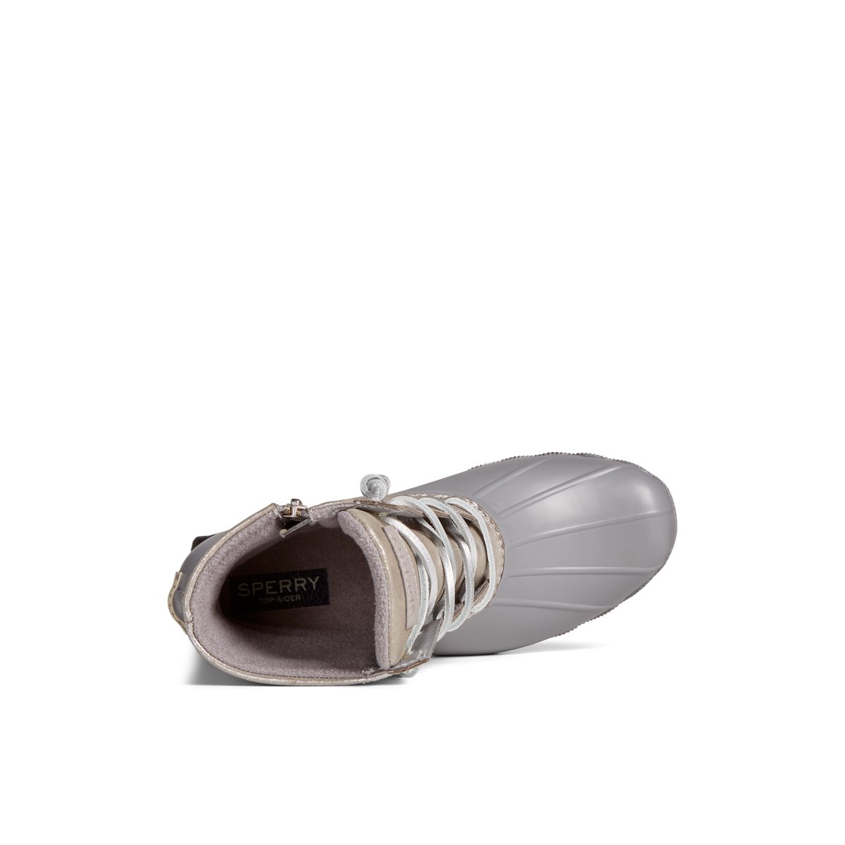 Silver sperry boots deals