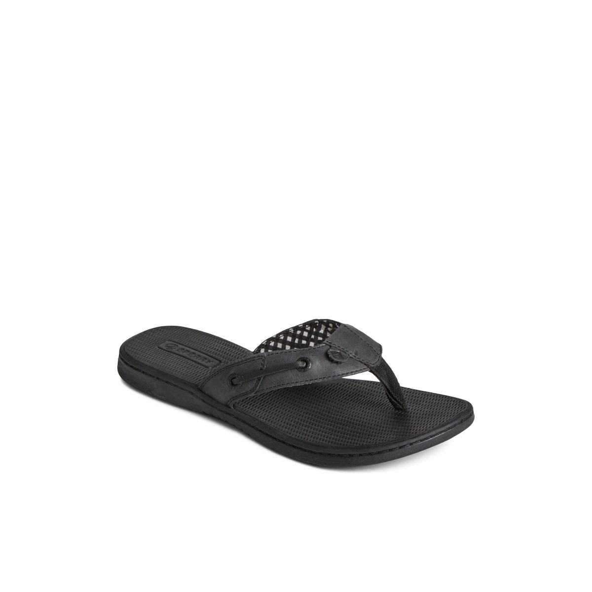 Black sperry flip flops on sale