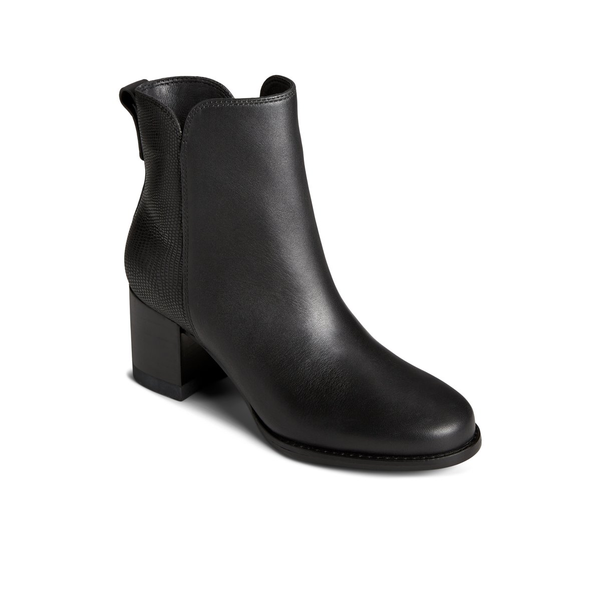 Seaport Heel Leather Boot Black Women s Seaport Sperry US