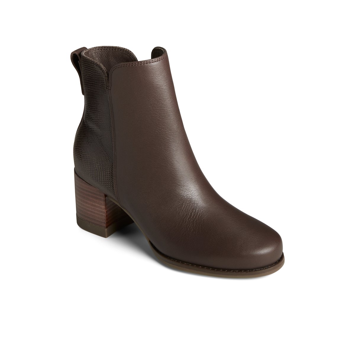 Seaport Heel Leather Boot Dark Brown Women s Duck Rain Boots Sperry US