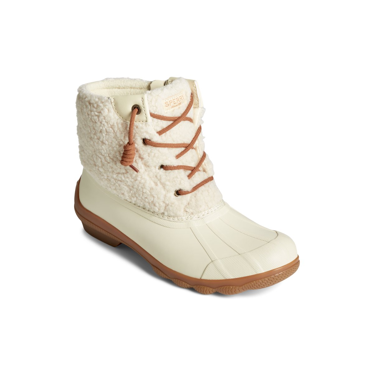 Sperry duck boots off white top